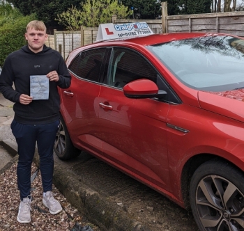 A big congratulations to Tom Williamson. Tom passed his driving test today at Newcastle Driving Test Centre. First time and with just 5 driver faults.<br />
Well done Tom- safe driving from all at Craig Polles Instructor Training and Driving School. 🙂🚗<br />
Driving instructor-Greg Tatler
