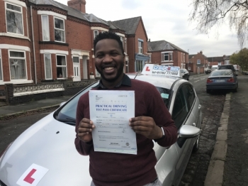 A big congratulations to Dr. Joachim Jimie, who has passed his driving test at Crewe Driving Test Centre.<br />
First attempt and with just 3 driver faults.<br />
Well done Dr. Joachim- safe driving from all at Craig Polles Instructor Training and Driving School. 🙂<br />
Instructor-Samsul Islam