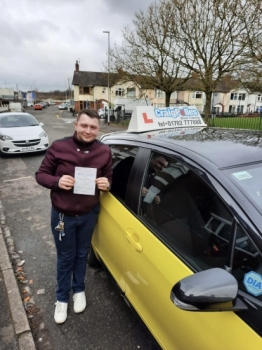 A big congratulations to Dan Butters. Dan passed his driving test today at Cobridge Driving Test Centre, with just 3 driver faults.<br />
Well done Dan- safe driving from all at Craig Polles Instructor Training and Driving School. 🙂🚗<br />
Driving instructor-Brad Peach